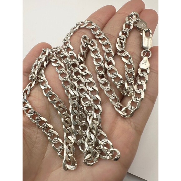 5.5mm 925 Italy sterling silver Cuban chain necklace 28”
